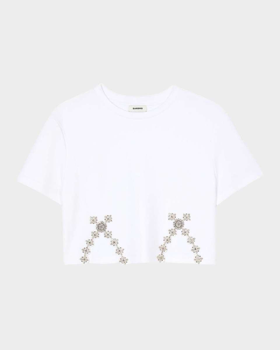Giada Embellished Cropped T-Shirt